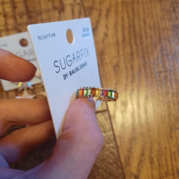 NWT 💫 Lot of Sugarfix by BaubleBar Rhinestone Stars Earrings & Gemstone Ring - Picture 5 of 5